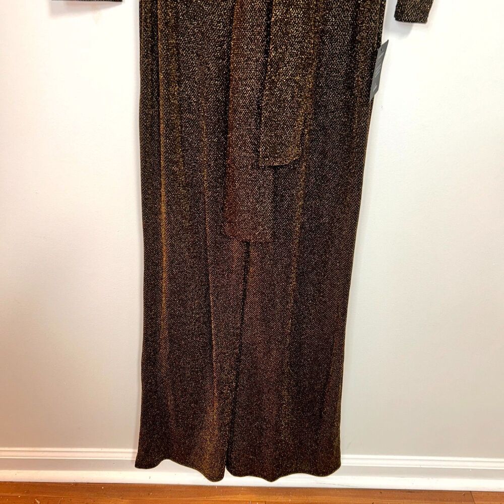 Lulus Jumpsuit Womens M Brown Metallic Deep V-Neck Wedding Cocktail Party NWT - Picture 6 of 12
